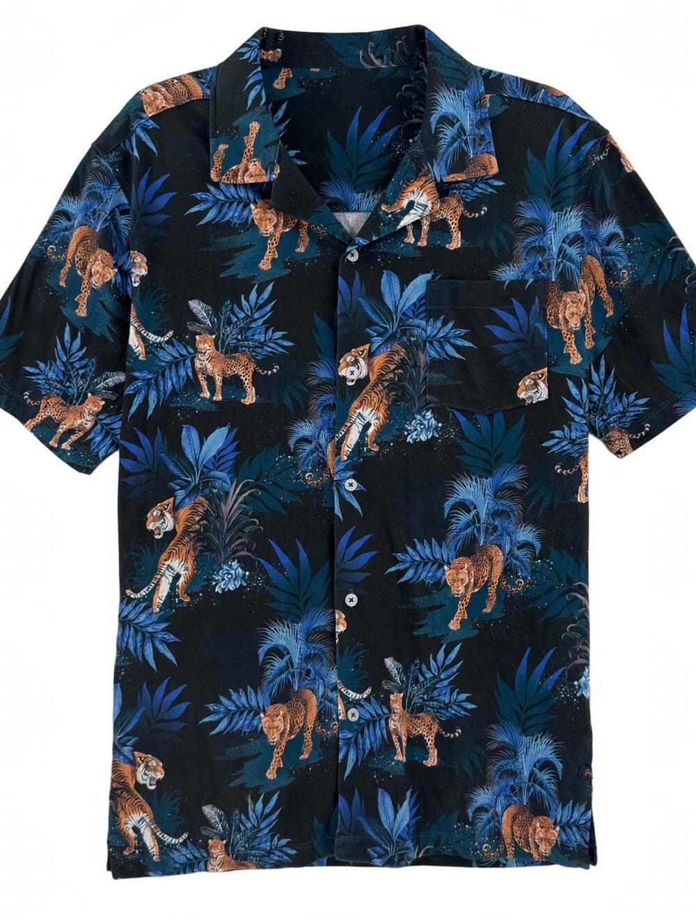 Good Man Brand Moonlit Tiger Camp Shirt Mens M NWT Jungle Tiger Leopard